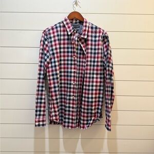 Banana Republic Men's Plaid Shirt - Red, Blue, White